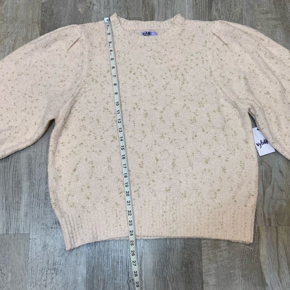 NWT Vylette Womens Sweater  Blush Pink Gold Metallic Puff Long Sleeve… - Picture 3 of 13